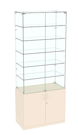 Высокая витрина ИСТРА №805 (задняя стенка - стекло), Крем Вайс