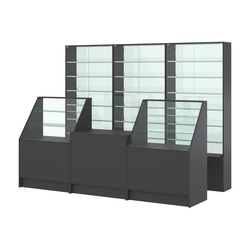 Комплект витрин с наклонными полками SL-6 №12-1 и прилавков ЭК-7, Черный