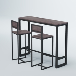 Комплект барный стол "Кофе-брейк" №9 и стулья, Ясень Анкор темный