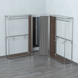 Примерочная с зеркалом из системы ХРОМ с поручнями №3-1, Дуб Венге