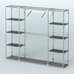 Торговая система ХРОМ (задняя стенка - стекло) 2430 мм с тонированными полками и поручнями №11, Черный