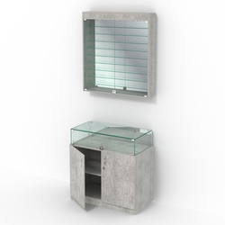 Комбинированный прилавок-витрина с зеркальными стенками КПВ-14-08, Метрополитан Грей