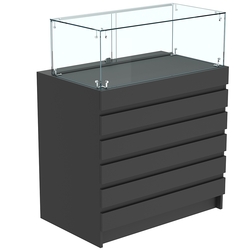 Торговый прилавок с прозрачным колпаком и фасадными панелями №1Э-14, Черный