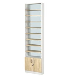 Стеллаж из ДСП с 8-ю полками 150x600 мм серии LEVEL-8 №2-2 (З/C - ЗЕРКАЛО), Белый + Дуб Сонома