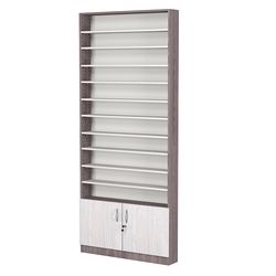 Стеллаж из ДСП с 10-ю полками 150x900 мм серии LEVEL-10 №9 (З/C - ДВП), Ясень Анкор темный + Ясень Анкор светлый