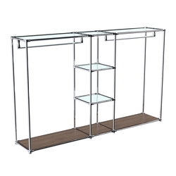 Хромированный стенд-вешало TD-48 №1-1 Хром (с прозрачными полками стекло 6мм), Орех