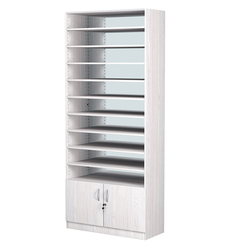 Стеллаж из ДСП с 9-ю полками 400x900 мм серии LEVEL-9 №14-2 (З/C - ЗЕРКАЛО), Ясень Анкор светлый