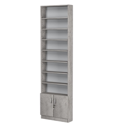 Стеллаж из ДСП с 8-ю полками 150x600 мм серии LEVEL-8 №2 (З/C - ДВП), Бетон Чикаго светло-серый F186 ST9