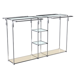 Хромированный стенд-вешало TD-50 №1-1 Хром (с прозрачными полками стекло 6мм), Крем Вайс