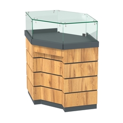 Торговый прилавок угловой внешний с утопленным фасадом №УФ-5, Темно-Серый  + Дуб Золотистый