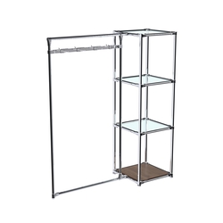 Хромированное вешало ЛУЧ №1-1 с полками стекло 6мм, Орех