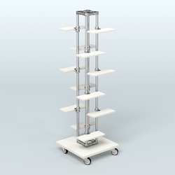 Торговый стенд для обуви с полками ДСП ЛЕСЕНКА №1-1, Белый