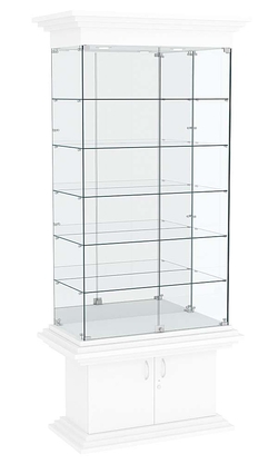 Витрина широкая с 5-ю полками и зеркалом КОЛОСС №503, Белый