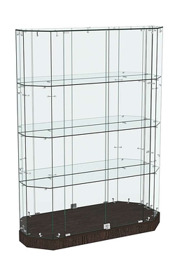 Торговая стеклянная витрина Хит Продаж со скошенным фасадом зеркальная №411, Дуб Венге