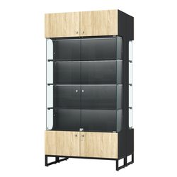 Витрина Монти №5-П двусторонняя, Черный + Дуб Сонома