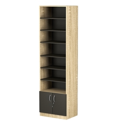 Стеллаж из ДСП с 6-ю полками 400x600 мм серии LEVEL-6 №7 (З/C - ДВП), Дуб Сонома + Черный