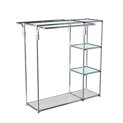 Хромированный стенд-вешало TD-42 №1-1 Хром (с прозрачными полками стекло 6мм), Ясень Анкор светлый - U31104