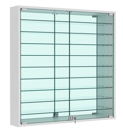 Витрина настенная №4-6А зеркальная с девятью полками, Серый