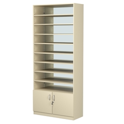 Стеллаж из ДСП с 8-ю полками 350x900 мм серии LEVEL-8 №13-2 (З/C - ЗЕРКАЛО), Крем Вайс