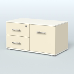 Тумба Динен №1 приставная широкая, Крем Вайс + Белый