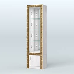 Витрина с декором и диодной подсветкой №ВБА-4С, Ясень Анкор светлый