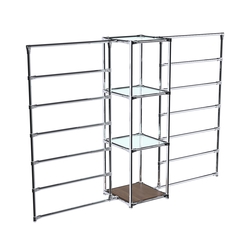 Хромированное вешало ГОРИЗОНТ №2-1 с полками стекло 6мм, Орех