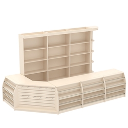 Комплект кассовой зоны с открытыми стеллажами большой №3, Крем Вайс