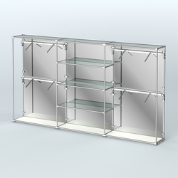 Торговая система ХРОМ (задняя стенка - зеркало) 3600 мм с прозрачными полками и поручнями №5, Белый