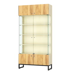 Витрина Монти №2, Крем Вайс и Дуб Золотистый