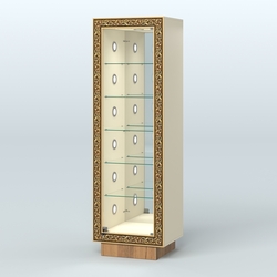 Низкая пристенная витрина с декором НБА-503С, Крем Вайс + Орех