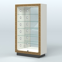 Низкая торговая витрина с декором НБА-507С, Белый и Черный