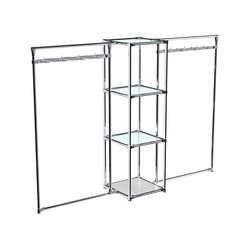 Хромированное вешало ЛУЧ №2-1 с полками стекло 6мм, Ясень Анкор светлый - U31104