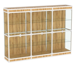 Витрина из профиля №3 (3-ех метровая) (задняя стенка - ДВП), Дуб Золотистый