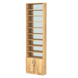 Стеллаж из ДСП с 8-ю полками 200x600 мм серии LEVEL-8 №3-2 (З/C - ЗЕРКАЛО), Дуб Золотистый