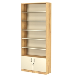 Стеллаж из ДСП с 5-ю полками 300x900 мм серии LEVEL-5 №12 (З/C - ДВП), Дуб Золотистый и Крем Вайс