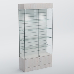 Витрина СЕТЬ №3-П с экономпанелью и полками, Ясень Анкор светлый