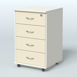 Тумба подкатная 4 ящика, цвет венге, Белый + Крем Вайс