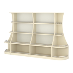 Пристенный низкий стеллаж ГАРАНТ №2-О с ограничителями, Крем Вайс + Белый