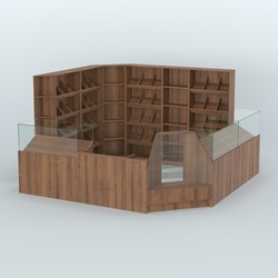 Угловой павильон из ДСП для торговли хлебом и выпечкой №5, Орех