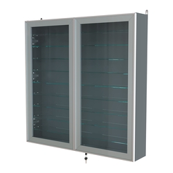 Витрина настенная №4-5А с девятью прозрачными полками серии Collecto, Темно-Серый