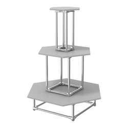 Торговый хромированный остров ПИРАМИДА №7 (полки ДСП 16мм), Серый