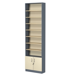 Стеллаж из ДСП с 7-ю полками 200x600 мм серии LEVEL-7 №3 (З/C - ДВП), Темно-серый + Крем Вайс