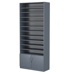 Стеллаж из ДСП с 10-ю полками 350x900 мм серии LEVEL-10 №13 (З/C - ДВП), Темно-Серый