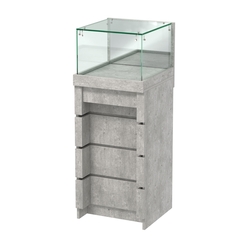 Торговый прилавок с утопленным фасадом и выдвижной зеркальной панелью №УФ-1-450, Метрополитан Грей