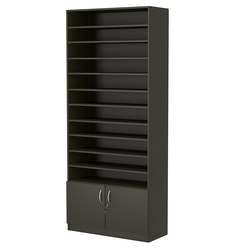 Стеллаж из ДСП с 10-ю полками 350x900 мм серии LEVEL-10 №13 (З/C - ДВП), Черный