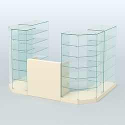 Торговый стеклянный павильон Абсолют №2 (открытый) (4.13 кв.м), Крем Вайс