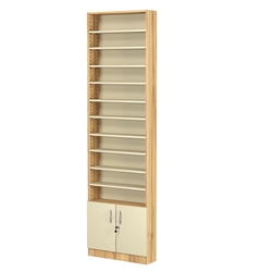 Стеллаж из ДСП с 10-ю полками 150x600 мм серии LEVEL-10 №2 (З/C - ДВП), Дуб Золотистый и Крем Вайс