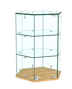 Витрина Истра настольная шестигранная №7 (прозрачная), Дуб Золотистый