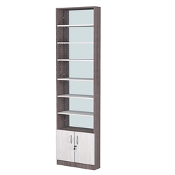 Стеллаж из ДСП с 6-ю полками 150x600 мм серии LEVEL-6 №2-2 (З/C - ЗЕРКАЛО), Ясень Анкор темный + Ясень Анкор светлый