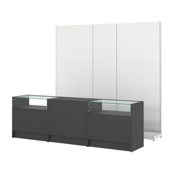 Комплект металлических стеллажей с перфорацией и прилавков ЭК-2, Черный